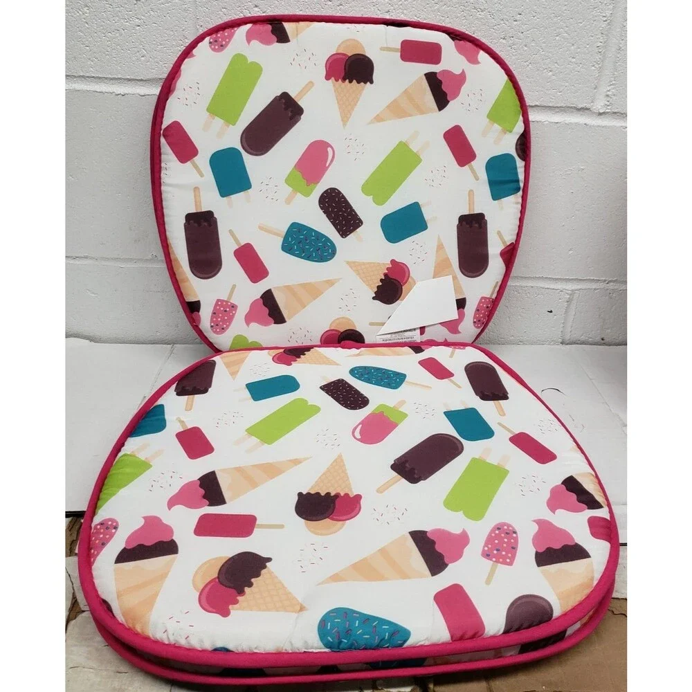 Set of 2 SAME CHAIR PADS CUSHIONS w/pink ties,15